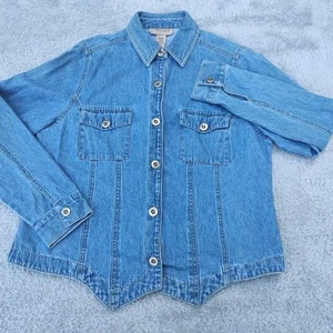 Sag Harbor Sport Womens Sz M Fitted Denim Jean Jacket Blue Button LS Pockets - Picture 1 of 24