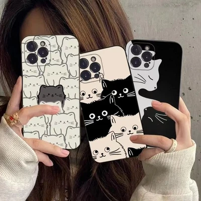 For iPhone 15 Pro Max 14 11 12 13 XS XR 8 7 Cartoon Cat Pattern Phone Case Cover - Image 1 of 4