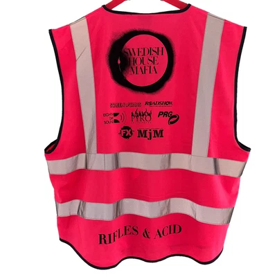 SWEDISH HOUSE MAFIA Neon Hot Pink HI-VIZ Safety REFLECTIVE Vest Local Crew Tour - Image 1 of 4