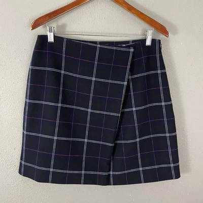 Falda cruzada Banana Republic talla 8 ALTA azul marino a cuadros forrada Foto 1 de 4
