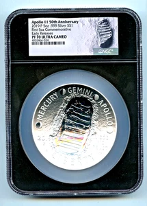 2019 P Apollo 11 50th Anniversary 5oz .999 Silver PF70 Ultra Cam NGC - LP101 - Picture 1 of 3