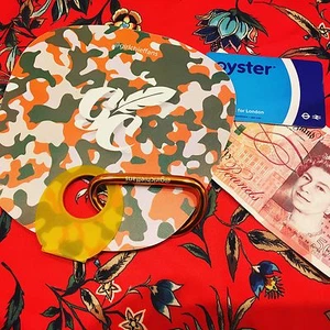 2 For 1 Orange Camo plastic hand fan and get a multi colour camo style for free - Picture 1 of 6