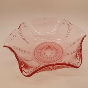 Vintage L. E. Smith Depression Serving Bowl/ Centerpiece Pink w/Sticker - Picture 1 of 12