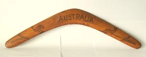 Antique "Australian" Folk Art Wood Carved Boomerang Ostridge Kangaroo Tourist - Picture 1 of 6