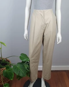 Pantalón Piper Talla 14 Cintura Alta Cónico Plisado Beige Pierna Recta Mujer - Imagen 1 de 12