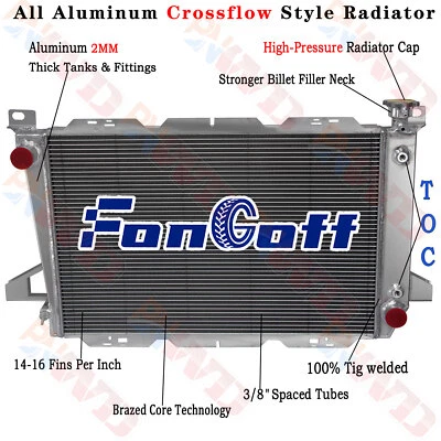 3 Row Aluminum Radiator for 1985-1997 93 1996 Ford F150 F250 F350 Bronco 4.9L L6 Foto 1 de 4