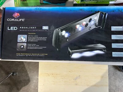 NEW Coralife Aqualight LED aquarium light fixture Tri-Lamps & Lunar Blue 30"