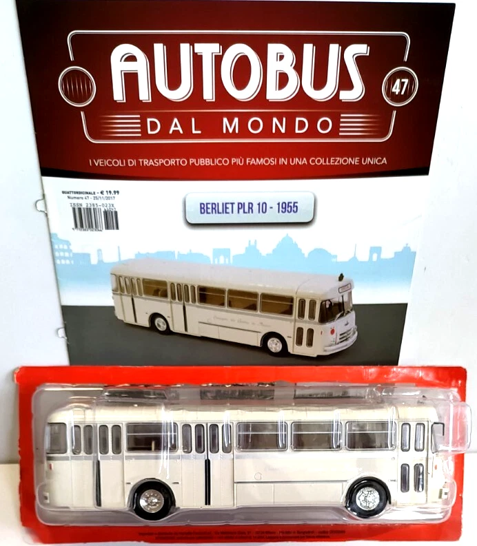 HACHETTE  AUTOBUS DAL MONDO 1:43 BUS BERLIET PLR 10 1955 BIANCO CON FASCICOLO 47 - Immagine 1 di 1