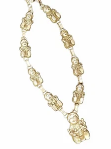 Carol Felley 3D Sterlingsilber Geschichtenerzähler Puppe Glieder Halskette Ohrringe Set Vintage - Bild 1 von 11