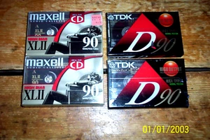 SEALED ( 4 ) BLANK 90 MIN. CASSETTE lot: 2 TDK IECI TYPE I / 2 MAXELL XL II - Picture 1 of 1