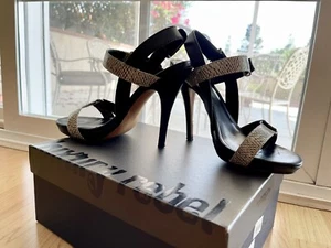 LUXURY REBEL Black Platform Open Toe heels 38 1/2 M  - Picture 1 of 6