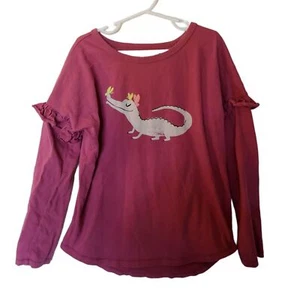 Tea Collection Kind Caiman Pink Ruffle Long Sleeve Shirt Graphic Top 10 Kids - Picture 1 of 8