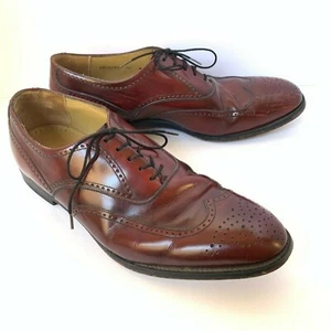 JOHNSTON MURPHY Men 10-M Burgundy Leather Wingtip Business Dress Oxford Shoes - Picture 1 of 8