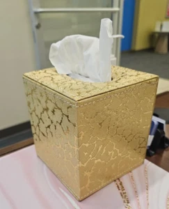 Tissue Box Cover Square Gold Tissue Box Holder for Bathroom Accessories Bathroom - Picture 1 of 8