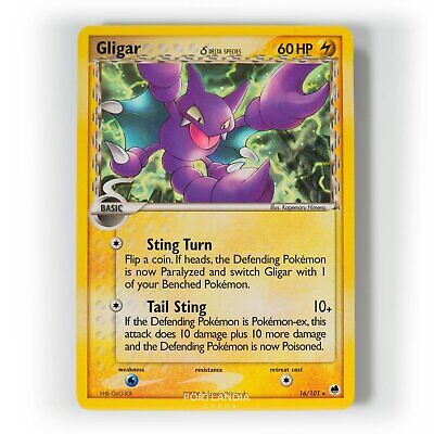 Pokemon - Gligar δ - Non Holo - 16/101 - EX Dragon Frontiers - Rare Card