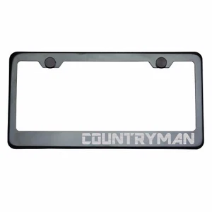 Titanium Gun Metal License Plate Frame COUNTRYMAN Laser Etched Metal Screw Cap - Bild 1 von 8