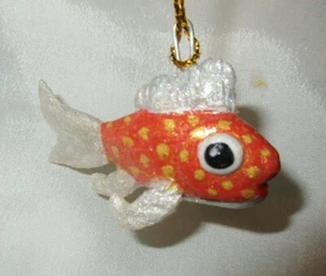 SPOTTED GOLDFISH PENDANT OOAK Polymer clay Charm necklace koi fish ornament - Picture 1 of 5