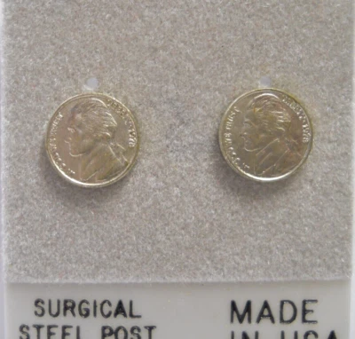 Brincos perfurados com pino de moeda THOMAS JEFFERSON NÍQUEL 3/8" fichas em miniatura - Imagem 1 de 2