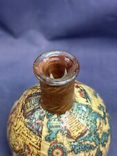 Vintage Genuine Leather Wrapped World Map Wine Bottle From Italy Italian