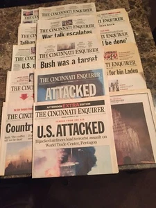 911 Newspaper Lot#1 Everyday From 9/11/01 - 9/22/01+Extras+2 Bonus VHS-Cincy Enq - Picture 1 of 12