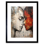Affection Painting Red Bold Blue Gay Lovers Women Love Framed Art Picture 9X7"