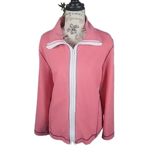 Sag Harbor Sport Woman's 1X Salmon Pink Full Zip-Up Sweatshirt Pockets - Picture 1 of 16