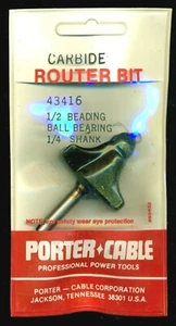 Porter Cable 43416 1/2" Beading Carbide Router Bit 1/4" Ball Bearing Shank - Foto 1 di 1