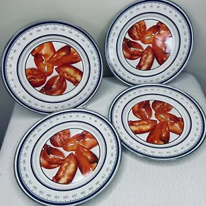 4 Golden Rabbit Enamelware 8.5" Lobster Claw Sandwich Salad Plates Nautical - Picture 1 of 9