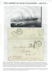Battello a vapore Artico lettera nave Manchester 1852 affondato Terranova Boston USA - Foto 1 di 4