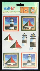 8pc Lighthouse Sailboat "Coastline" Wall Art Decor Self Stick Adhesive Decals - Picture 1 of 1