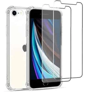 Coque Etui Housse + Vitre Verre Trempé pour iPhone SE 2022 / SE 2020 / 8 / 7 - Photo 1 sur 7
