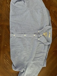 LL Bean Men's XXL Reg Blue White Check Short Sleeve Button Down Shirt - Picture 1 of 4