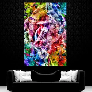 LEINWAND BILDER XXL AFFE POP ART MANDRILL GRAFFITI MONKEY ABSTRAKT WAND POSTER - Bild 1 von 4