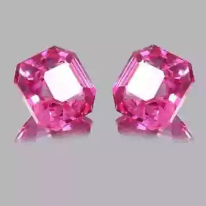 Natural Pink Sapphire 58 Ct Asscher Cut Certified Loose Gemstone Pair - Picture 1 of 7
