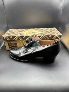 Scarpe Oxford da donna Dr. Hiss con lacci in pelle nera anni 40 6 B belle nuove con scatola - Foto 1 di 21