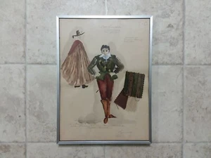 ORIGINAL AQUARELL GEMÄLDE WILLIAM FRANZÖSISCHER DESIGNER MIXED MEDIA COLLAGE - Bild 1 von 12