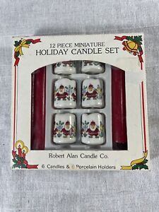 VTG ROBERT ALAN CANDLE CO. 12 Pc Miniature Holiday Santa Candle Set Christmas
