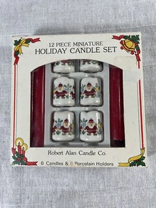 Vintage Robert Alan Candle Co. 12-teiliges Miniatur Weihnachtsmannkerzenset Weihnachten - Bild 1 von 8