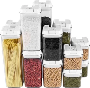 Kitchen Cereal Containers Storage Food Containers & Cereal Dispenser Lids 14PACK - Picture 1 of 5