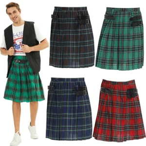 Men's Halloween Kilt Mardi Gras Scottish Kilt Party Vintage Pleated Irish Skirt - Picture 1 of 11