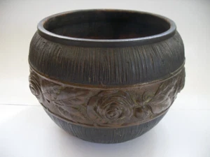 England Clanta Bretby Glockenvase - Blumentopf Bronzefarbenes Rosenband Dekor - Bild 1 von 7
