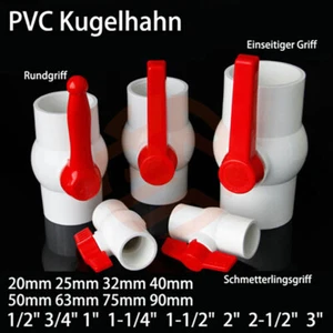 PVC Kugelhahn Weiß 1/2"~ 4" Zoll Innengewinde Muffe Rohr Fitting Absperrhahn - Bild 1 von 30