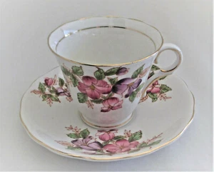 Colclough Mayfair Pink Purple Floral Bone China Tea Cup & Saucer Gold Trim Engla - Picture 1 of 12