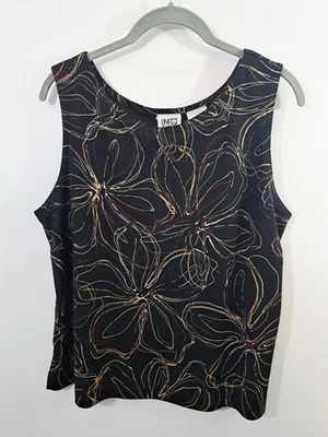 Blusa sin mangas floral negra sin mangas Line Two vintage para mujer talla grande Foto 1 de 4