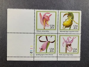 US Scott # 2076-79 - MNH 1984 20c Plate Block "Orchids" - Picture 1 of 1