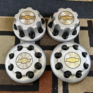 FULL SET 09-22 Chevy Dually Rear & Front Wheel Hub Caps #15053705-704 Silver - Picture 1 of 10