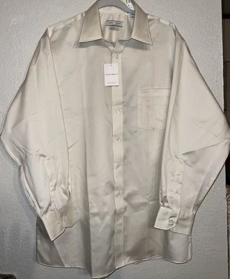 Camisa de vestir Joseph Abboud nueva con etiquetas, beige ajuste regular, 17 32/33 100 % algodón Foto 1 de 4