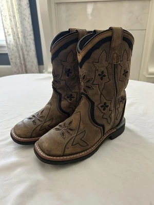 Dan Post Posy Western Boots Girls Size 1D Brown Black Cowboy Western - Image 1 of 4