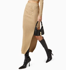 Mossman All for You Midi Wrap Skirt Knit Gold Metallic Sparkle Glitter 12 US 8 - Picture 1 of 13