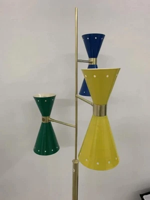 1950sBrass Vintage Diabolo Trípode Lámpara de pie Latón Sputnik Lámpara de pie - Imagen 1 de 4